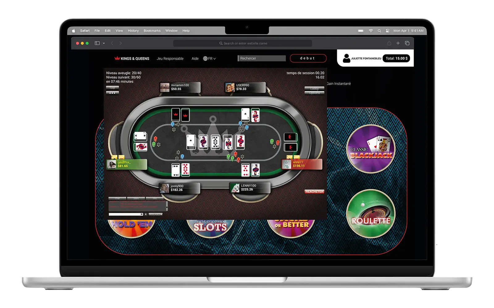 Gambling website interface prop designed for a TV production